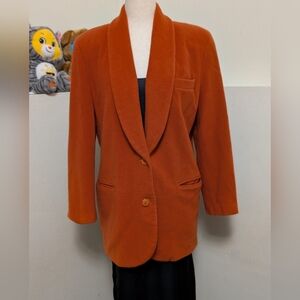 Orange Blazer with Button Closure